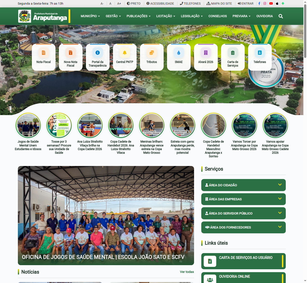 Screenshot araputanga.mt.gov.br